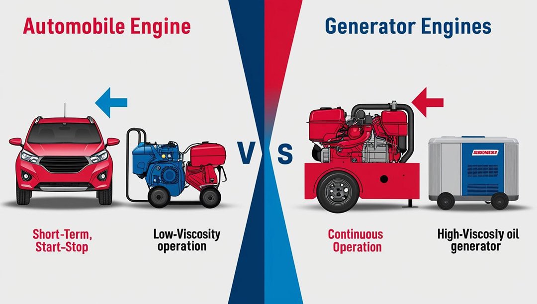 Comparison between car engine and generator engine