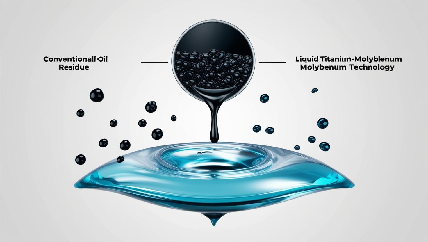 Comparison between traditional engine oil residue and liquid titanium-molybdenum technology