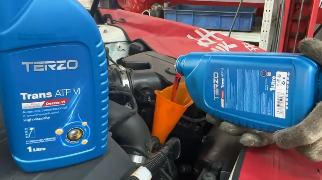 Fresh ​automatic transmission fluid (ATF) is dyed bright red for easy identification.