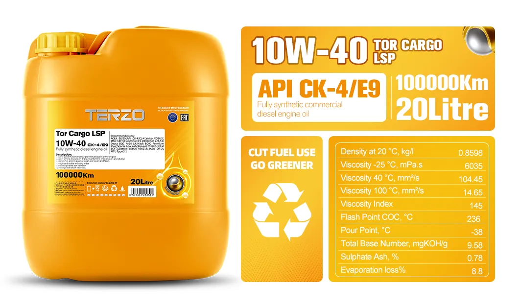 10W40 Motor Oil Explained: Everything You Need to Know for Your Engine 3 terzo_tor_lsp_diseal_engine_oil_20l_api_ck-4_e9