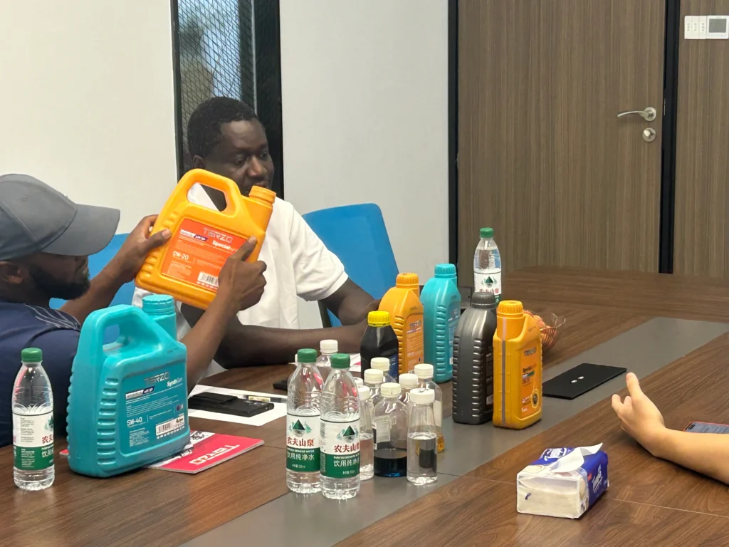 Senegalese team walked away with a hefty order of 5W-30 and 5W-40 gasoline engine oils, plus 15W-40 diesel engine oil Senegalese team walked away with a hefty order of 5W-30 and 5W-40 gasoline engine oils, plus 15W-40 diesel engine oil