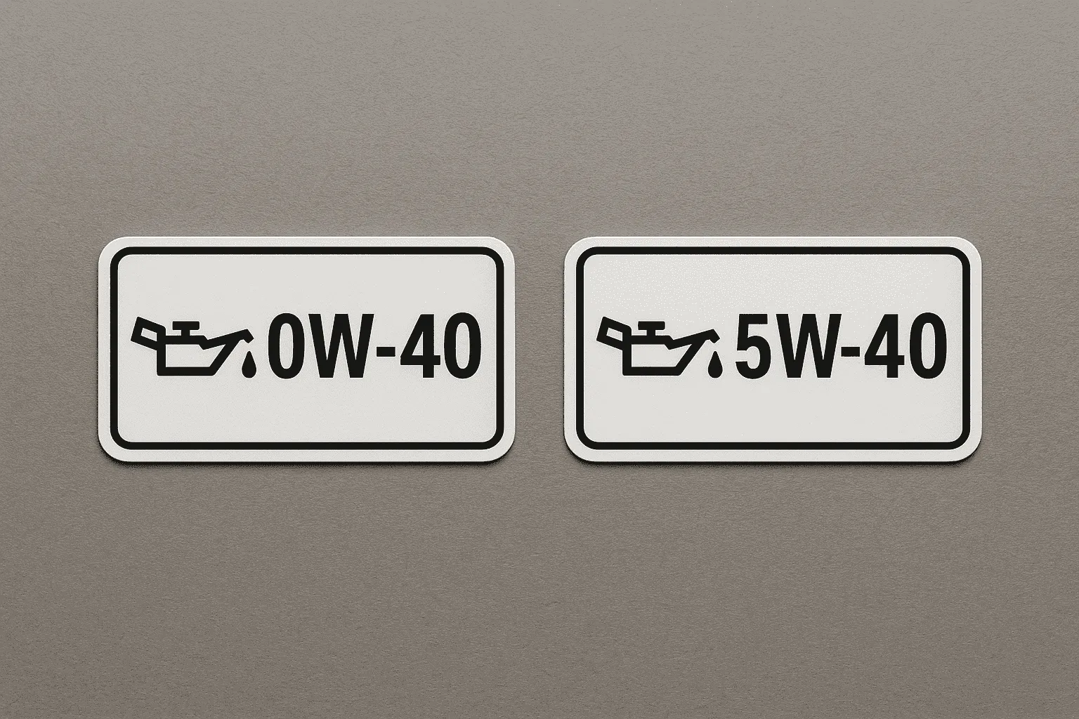 Engine Oil Cap Labels with 0W-40 and 5W-40